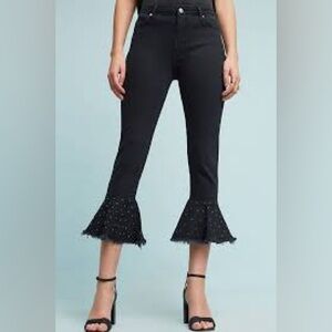 Pilcro  Embellished High-Rise Slim Flounced Jeans grey black size 28